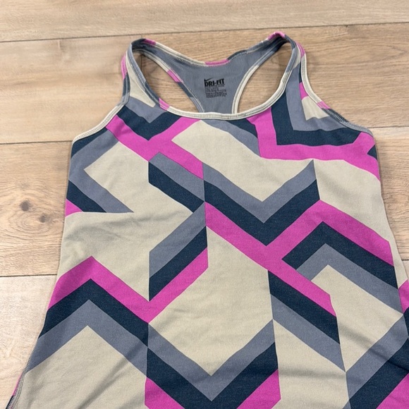 Nike Dri-Fit Women's Geometric Tank Top - Pink and Gray and Taupe - Picture 2 of 11